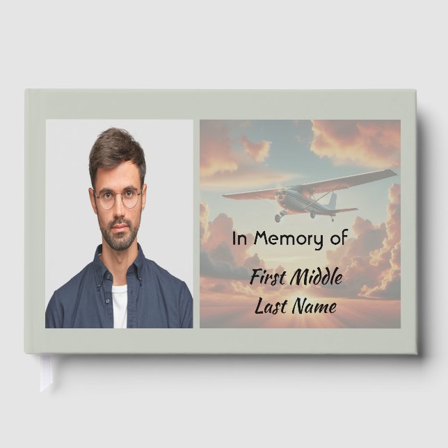  Memorial Keepsakes Pilot Aeroplane Sunset Guest Book (Front)