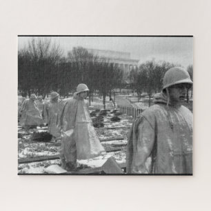 memorial korean war black & white jigsaw puzzle