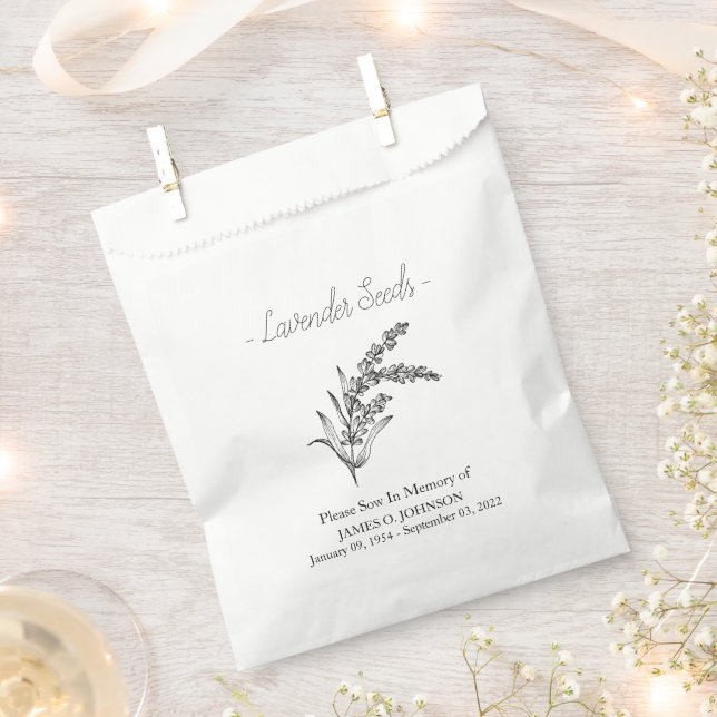 Memorial Lavender Seed Funeral  Favour Bag (Clipped)