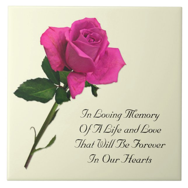 Memorial Lilac Rose Script Tile (Front)