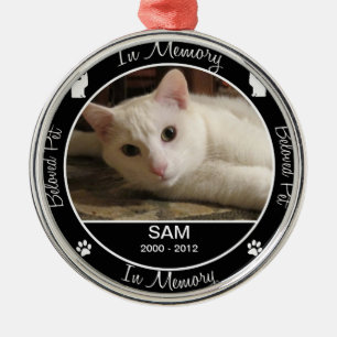 Memorial - Loss of Cat - Custom Photo/Name Metal Tree Decoration