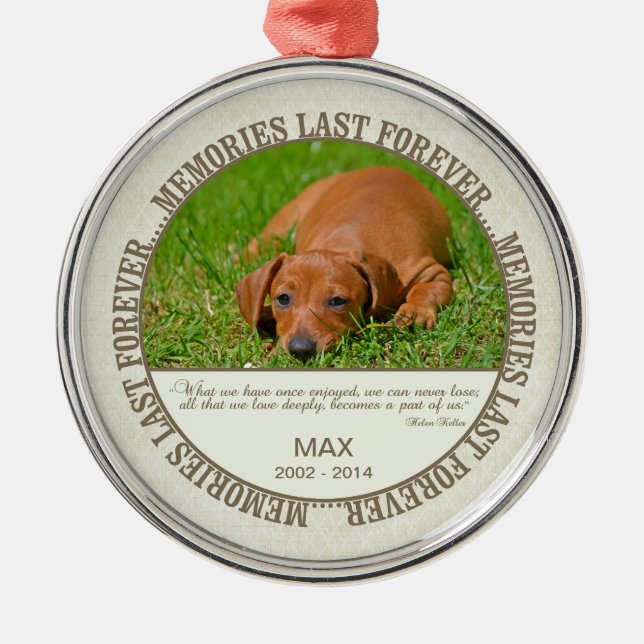 Memorial - Loss of Dog- Custom Photo/Name Metal Ornament (Front)