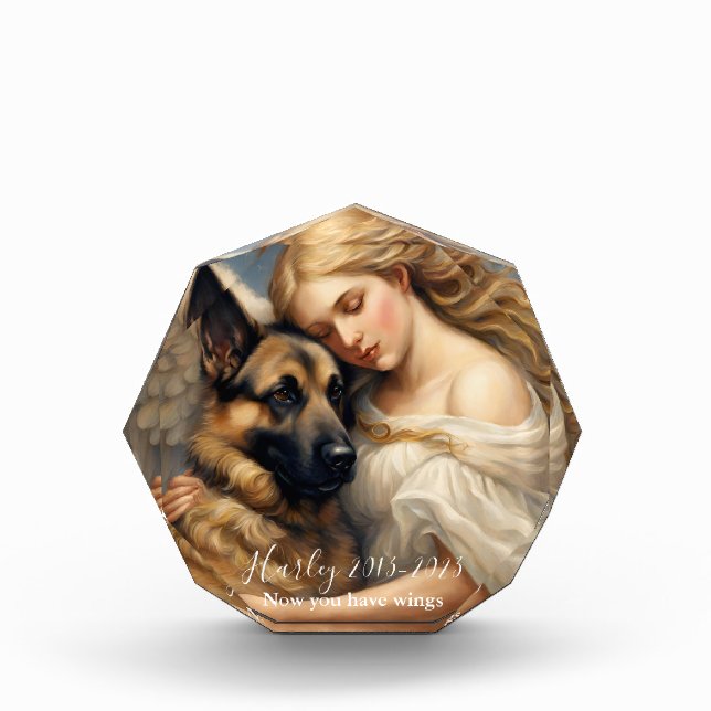 Memorial Loss of German Shepherd with Angel  Photo Block (Front)
