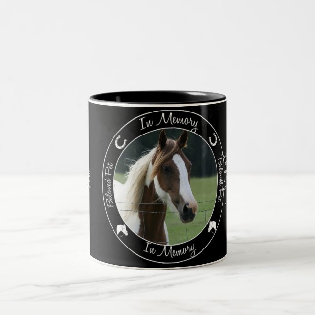Memorial - Loss of Horse - Custom Photo/Name Two-Tone Coffee Mug (Center)