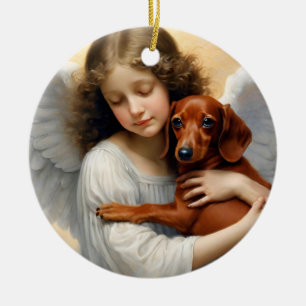 Memorial Loss of Red Dachshund Art Photo Ceramic Ornament