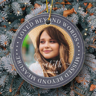 Memorial Loved Beyond Words Elegant Chic Photo Ceramic Ornament