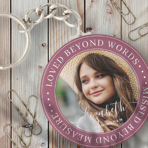 Memorial Loved Beyond Words Elegant Chic Photo Key Ring
