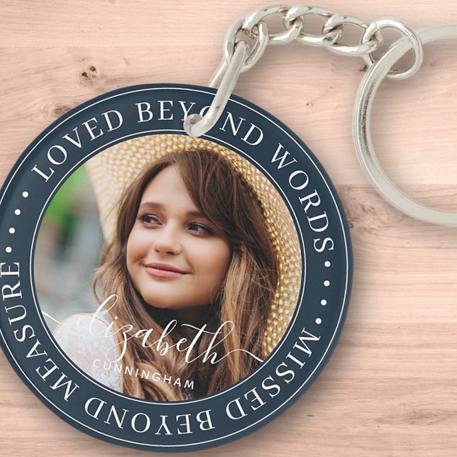 Memorial Loved Beyond Words Elegant Chic Photo Key Ring (Creator Uploaded)