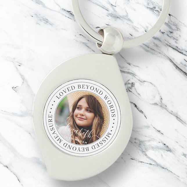 Memorial Loved Beyond Words Elegant Chic Photo Key Ring (Creator Uploaded)