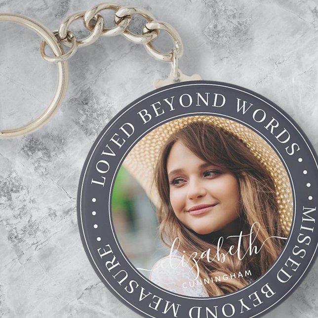 Memorial Loved Beyond Words Elegant Chic Photo Key Ring (Creator Uploaded)
