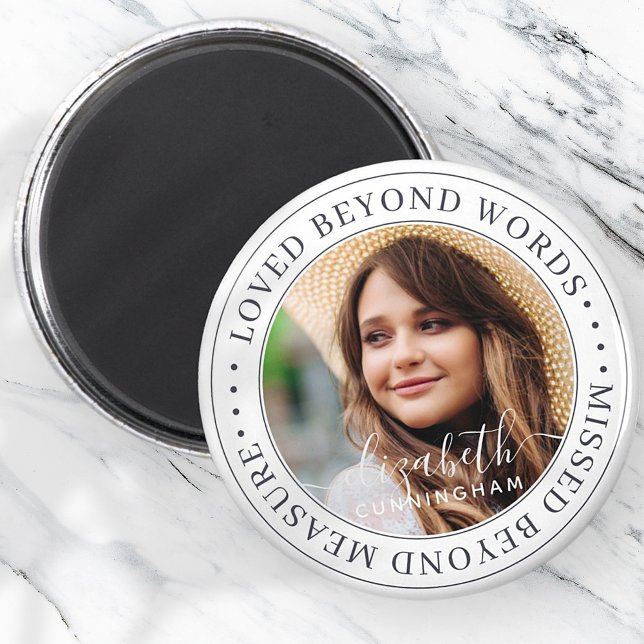 Memorial Loved Beyond Words Elegant Chic Photo Magnet (Creator Uploaded)