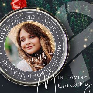 Memorial Loved Beyond Words Elegant Chic Photo Metal Ornament