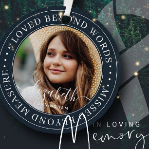 Memorial Loved Beyond Words Elegant Chic Photo Metal Tree Decoration