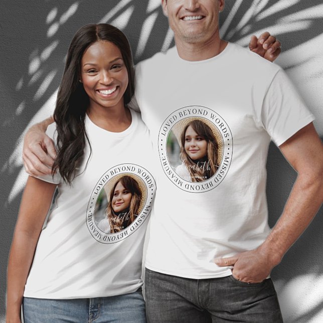 Memorial Loved Beyond Words Elegant Chic Photo T-Shirt (Creator Uploaded)