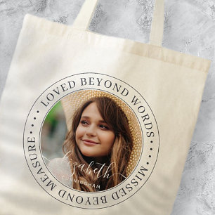 Memorial Loved Beyond Words Elegant Chic Photo Tote Bag