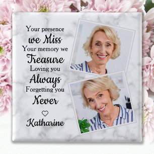 Memorial Loving Memory Personalised Photo Funeral 15 Cm Square Badge