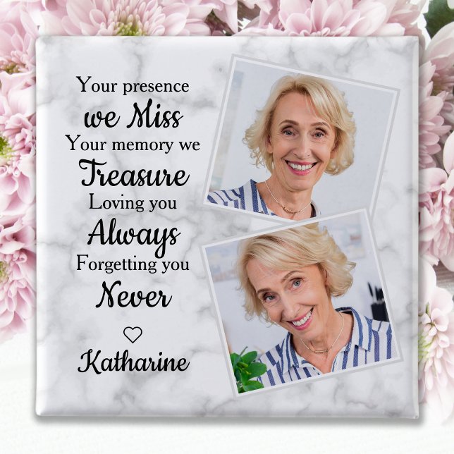 Memorial Loving Memory Personalised Photo Funeral 15 Cm Square Badge (Creator Uploaded)