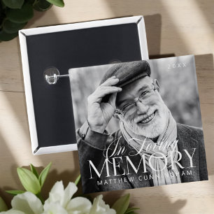 Memorial Loving Memory Simple Modern Photo 15 Cm Square Badge