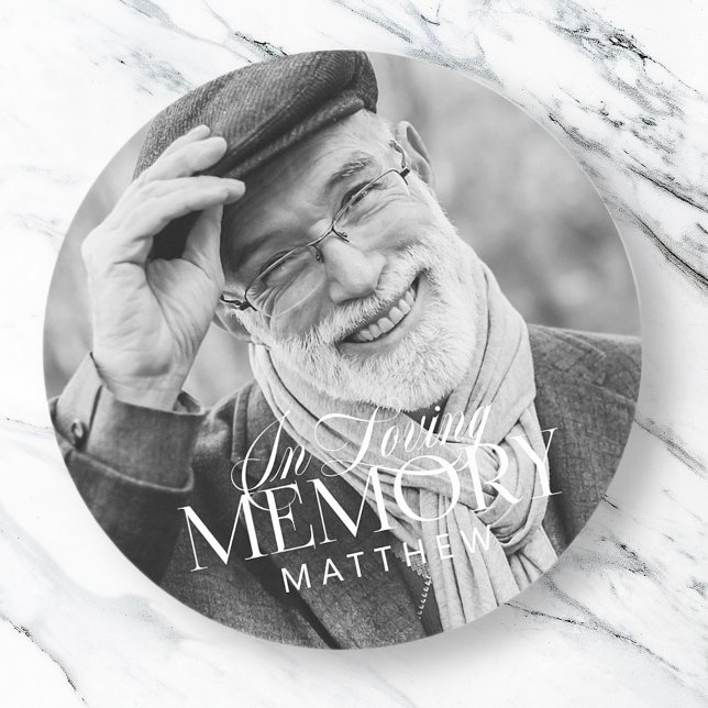 Memorial Loving Memory Simple Modern Photo Classic Round Sticker (Creator Uploaded)