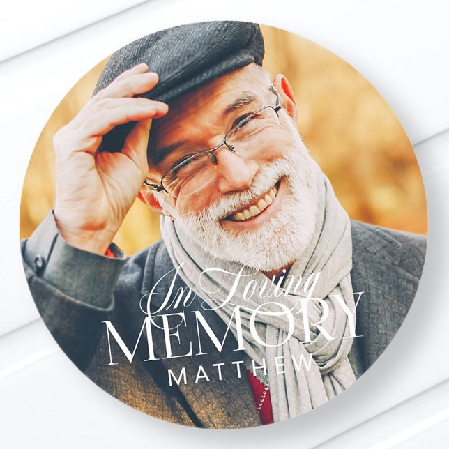 Memorial Loving Memory Simple Modern Photo Classic Round Sticker (Creator Uploaded)