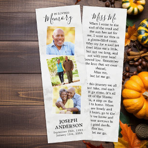 Memorial Marble 3 Photo Funeral Prayer Bookmark 