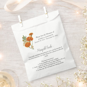 Memorial Marigold Instructions Seed Funeral  Favour Bag