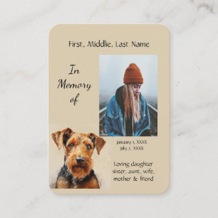 Memorial Memory Card Airdale Terrier Dog Owner