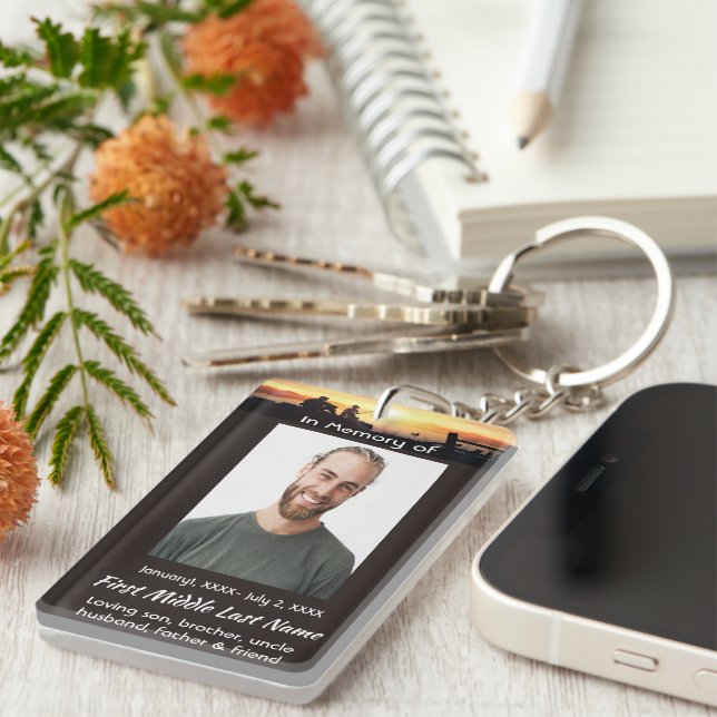 Memorial Memory Card Father Son Fishing Fisherman Key Ring (Front Right)