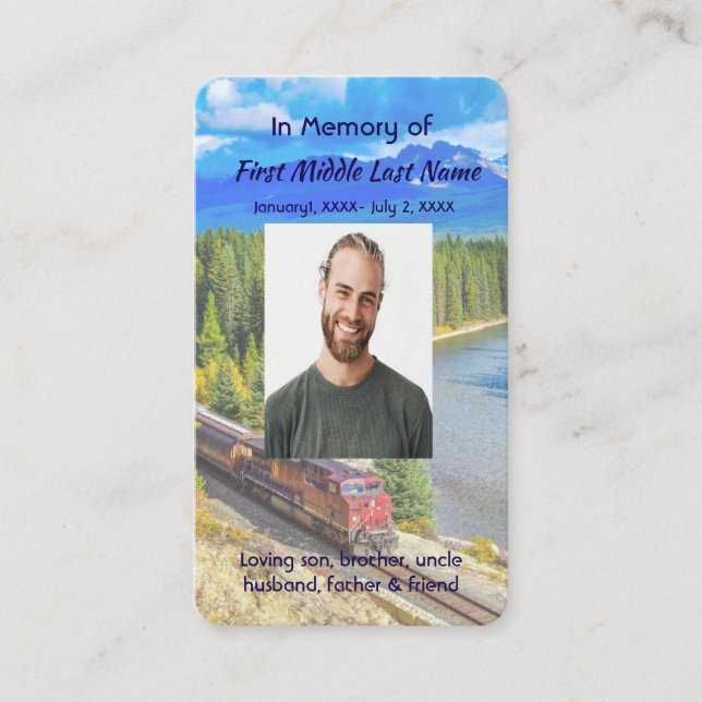 Memorial Memory Card Train Rail Tram Railway (Front)