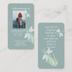 Memorial Memory Card Watercolor Dragonfly