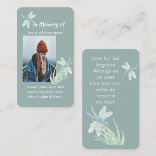 Memorial Memory Card Watercolor Dragonfly