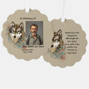 Memorial Memory Card Watercolor Wolf Animals