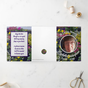 Memorial Mixed Floral Photo Poem Tri-Fold Announcement
