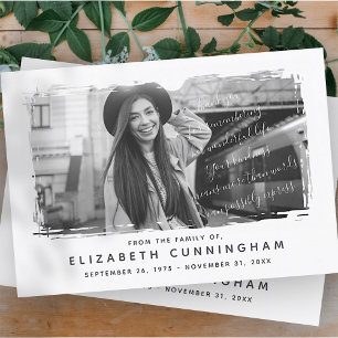 Memorial Modern and Simple Photo Frame Thank You Card