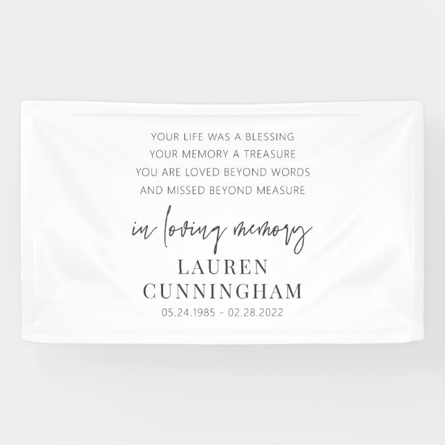 Memorial Modern Elegant Simple Chic Banner (Horizontal)