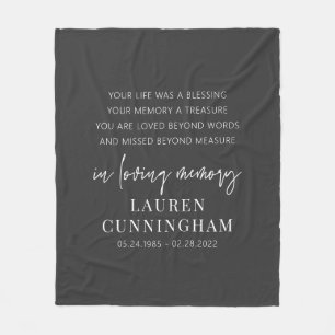 Memorial Modern Elegant Simple Chic Fleece Blanket