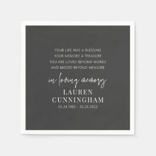 Memorial Modern Elegant Simple Chic Napkin