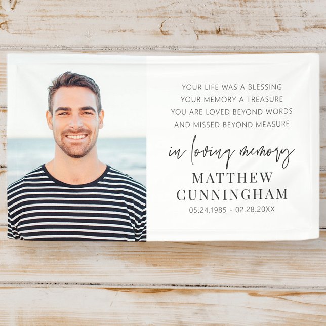 Memorial Modern Elegant Simple Chic Photo Banner (Creator Uploaded)