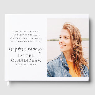 Memorial Modern Elegant Simple Chic Photo Guest Book