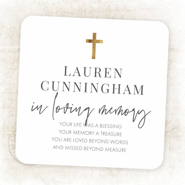 Memorial Modern Elegant Simple Cross Square Sticker (Creator Uploaded)