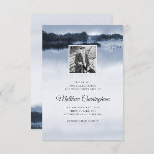 Memorial Modern Elegant Watercolor Custom Photo Thank You Card