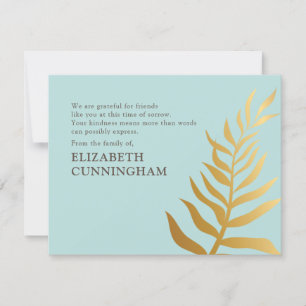 Memorial Modern Golden Foliage Botanicals Thank You Card