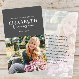 Memorial Modern Minimalist Chic Photo Prayer Business Card