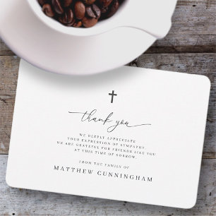 Memorial Modern Minimalist Cross In Loving Memory  Thank You Card