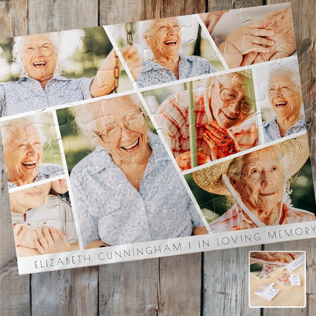 Memorial Modern Simple Chic 9 Photo Collage Jigsaw Puzzle (Creator Uploaded)