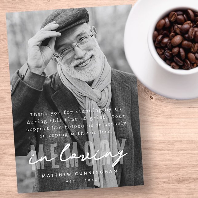 Memorial Modern Simple Elegant Photo Thank You Card (Creator Uploaded)