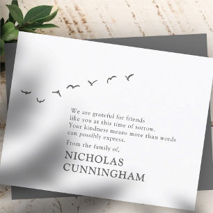 Memorial Modern Simple Flock of Birds Thank You Card