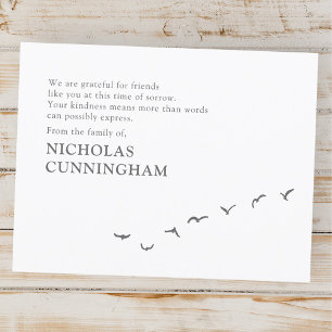 Memorial Modern Simple Flock of Birds Thank You Card