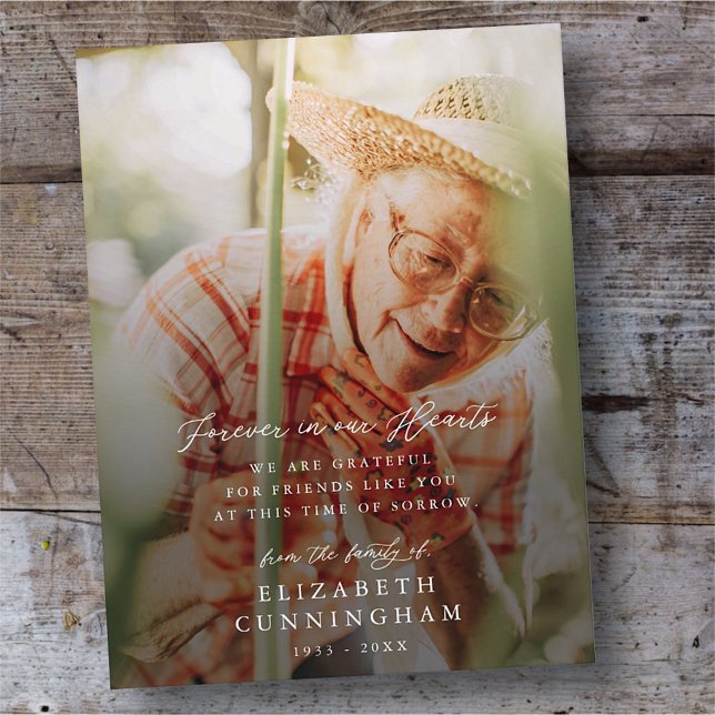 Memorial Modern Simple Forever in our Hearts Photo Postcard (Creator Uploaded)