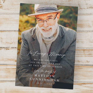 Memorial Modern Simple In Loving Memory Photo Thank You Card
